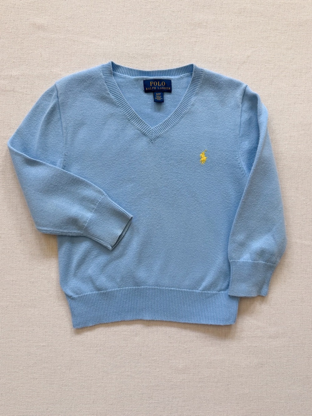 Ralph Lauren Embroidered Pony V Neck Cotton Sweater